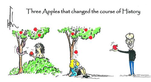 Cartoon: The Three Apples (medium) by Thommy tagged steve,jobs,apple