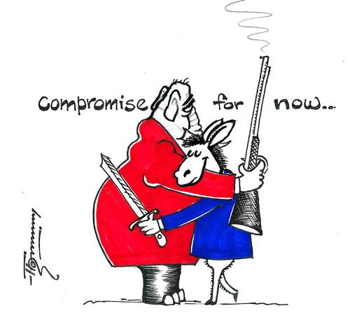 Cartoon: US Debt Compromise (medium) by Thommy tagged us,debt,compromise