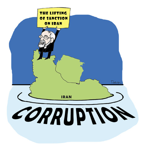 Cartoon: The Lifting of Sanction on Iran (medium) by dariush ramezani tagged iran,sanction,zarif
