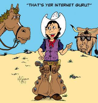 Cartoon: Buckshot (medium) by kidcardona tagged comic,cartoon,western,horse,cowboy,computer,internet,guru
