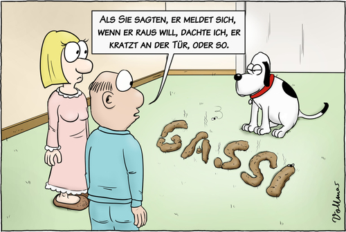 Cartoon: Gassi! (medium) by Andreas Vollmar tagged gehen,gassi,stubenrein,scheiße,hundekacke,hundehaufen,hunde,hund