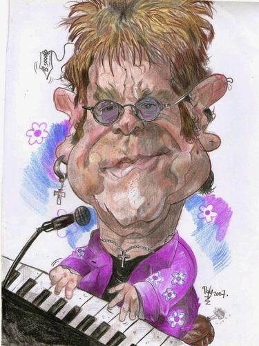 Cartoon: Elthon John (medium) by RoyCaricaturas tagged elthon,john,music,famous,singer