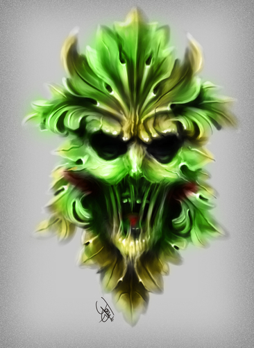 Cartoon: green man concept (medium) by juwecurfew tagged concept,tattoo,man,green