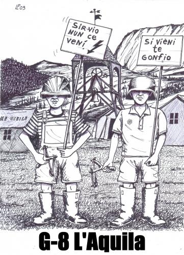 Cartoon: .g-8 L Aquila (medium) by paolo lombardi tagged italy,berlusconi,politics,satire