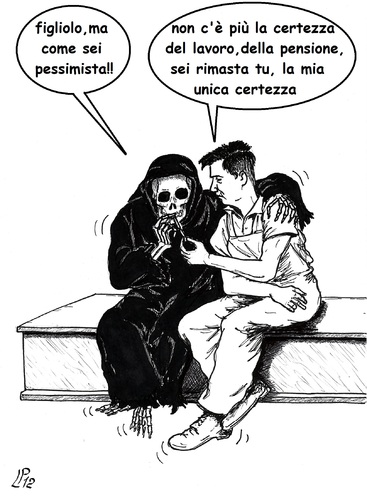 Cartoon: Certezze (medium) by paolo lombardi tagged italy,work,crisis,economy