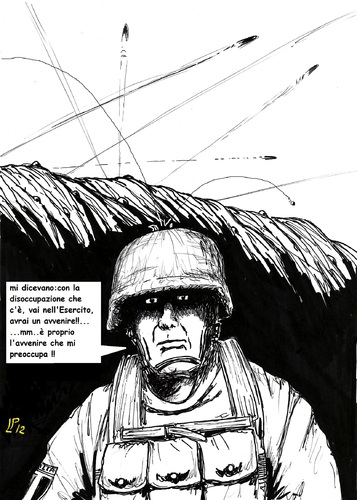 Cartoon: Disoccupazione Giovanile (medium) by paolo lombardi tagged italy,work,war