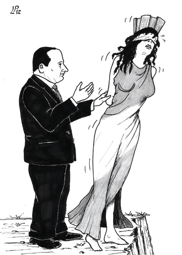 Cartoon: Italy into the chasm (medium) by paolo lombardi tagged italy,politics,satire,cartoon
