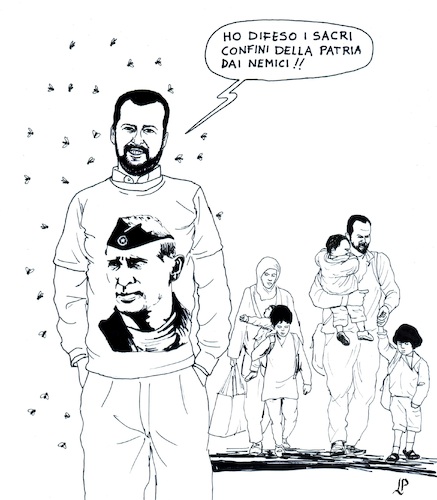 Cartoon: Open Arms (medium) by paolo lombardi tagged salvini,italy,migrants,racism,fascism,europe