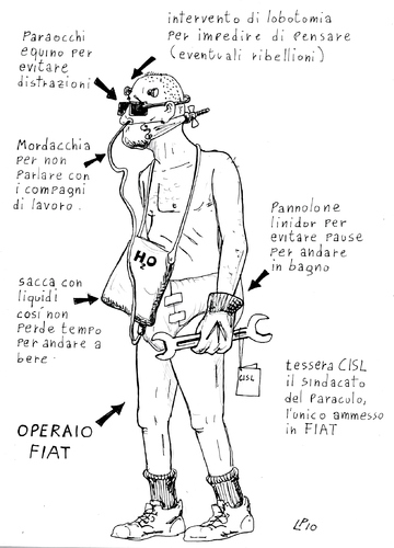Cartoon: Operaio FIAT (medium) by paolo lombardi tagged italy,arbeiter,worker,fiat