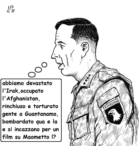 Cartoon: Pensieri (medium) by paolo lombardi tagged arab,riot,terrorism,usa