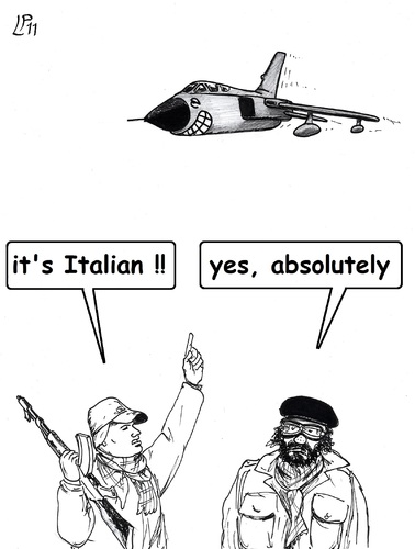 Cartoon: Raid (medium) by paolo lombardi tagged libia,italy,berlusconi,gaddafi
