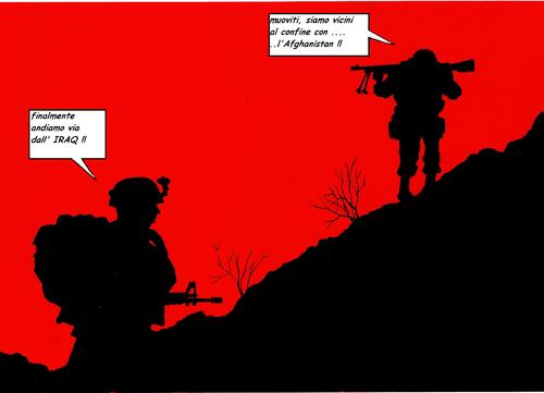 Cartoon: Ritiro (medium) by paolo lombardi tagged iraq,afghanistan,war,krieg,peace,satire,usa