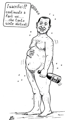 Cartoon: Sacrifici (medium) by paolo lombardi tagged italy,berlusconi,politics,satire,caricature