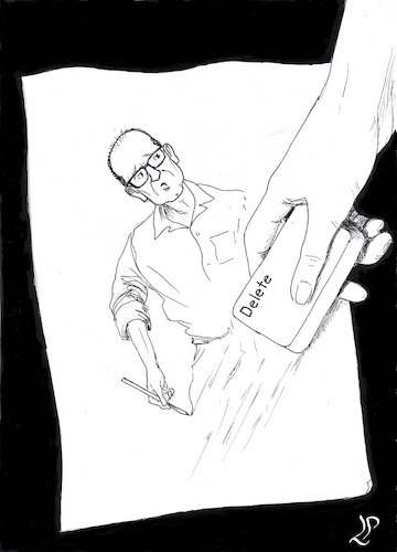 Cartoon: Satire in Italy (medium) by paolo lombardi tagged italy,censorship,satire,fascism,democracy