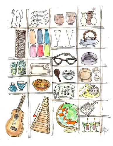 Cartoon: things (medium) by etsuko tagged things,illustration,schrank,kommode,möbel,gegenstände,einrichtung,wohnen,wohnung,gebrauchsgegenstände,dinge