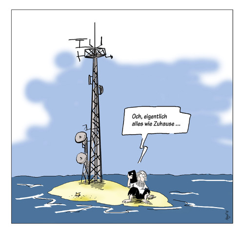 Cartoon: insel 01 (medium) by Mergel tagged insel,telefon,medien,handy,mobiltelefon,mobilfunk,einsamkeit,allein,kommunikation,netzwerk