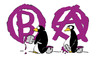 Cartoon: nextstep (small) by Mergel tagged anarchie,pinguin,graffiti,buchstabieren
