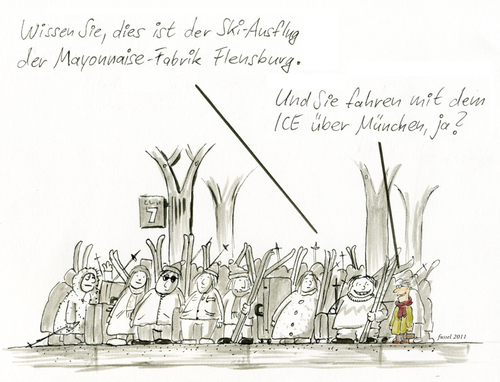 Cartoon: Sitzplatz reserviert? (medium) by fussel tagged ice,zug,platz,ski,ausflug,enge,dick