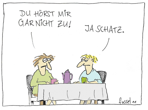 Cartoon: zuhoeren (medium) by fussel tagged sprechen,ehe,kommunikation