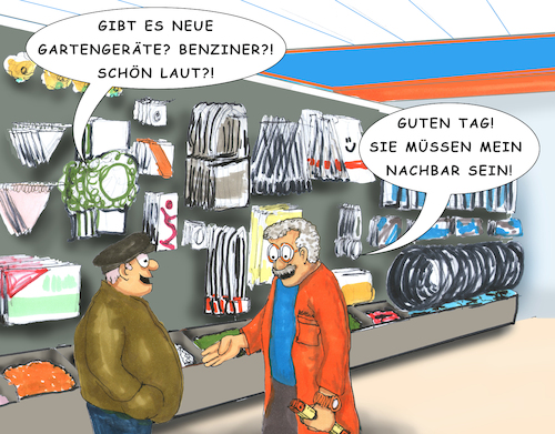 Cartoon: Krach (medium) by SoRei tagged lärm,gartengeräte,mittagsruhe,satzung,gemeindeordnung,städteordnung,nachbar,ruhestörung,rücksicht,rücksichtslos,krach,motor,benziner,elektrogeräte,gartenarbeit,lärmschutz,antrieb,hobby,technik,elektronik,ehrgeiz,aufmerksamkeit,anlasser,elektrisch,maschine,maschinen,kleingärtner,fuhrpark,arbeitsgeräte,dezibel,ordnungsamt,sicherheit,anzeige,polizei,strafe,lärmbelästigung,nachbarschaftslärm,nachbarschaftsstreit,rechtsschutz,schall,immissionen,emmissionen,störend,unruhe,bußgeld,belästigung,lärm,gartengeräte,mittagsruhe,satzung,gemeindeordnung,städteordnung,nachbar,ruhestörung,rücksicht,rücksichtslos,krach,motor,benziner,elektrogeräte,gartenarbeit,lärmschutz,antrieb,hobby,technik,elektronik,ehrgeiz,aufmerksamkeit,anlasser,elektrisch,maschine,maschinen,kleingärtner,fuhrpark,arbeitsgeräte,dezibel,ordnungsamt,sicherheit,anzeige,polizei,strafe,lärmbelästigung,nachbarschaftslärm,nachbarschaftsstreit,rechtsschutz,schall,immissionen,emmissionen,störend,unruhe,bußgeld,belästigung