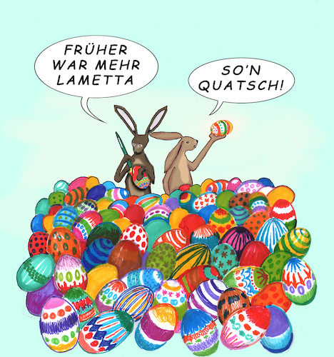 Cartoon: season greetings (medium) by SoRei tagged osterfest,ostern,osterhasen,eier,ostereier,bemalen,lametta,handwerk,familienfest,basteln,kinderbeschäftigung,perfektionismus,bunt,kunstvoll,künstlerisch,faberge,farbenfroh,überfluss,suchen,entwicklung,loriot,weihnachten,bei,hoppenstets,besinnlichkeit,harmonie,stress,hektik,früher,war,alles,besser,rückblick,retrospektiv,retrospektive,glorifizieren,verherrlichen,adaption,analogie,osterfest,ostern,osterhasen,eier,ostereier,bemalen,lametta,handwerk,familienfest,basteln,kinderbeschäftigung,perfektionismus,bunt,kunstvoll,künstlerisch,faberge,farbenfroh,überfluss,suchen,entwicklung,loriot,weihnachten,bei,hoppenstets,besinnlichkeit,harmonie,stress,hektik,früher,war,alles,besser,rückblick,retrospektiv,retrospektive,glorifizieren,verherrlichen,adaption,analogie