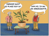 Cartoon: Heimwerker (small) by SoRei tagged ehepaar,topfpflanze,wohnzimmer,problemlösung,werkzeugkoffer,gut,gemeint