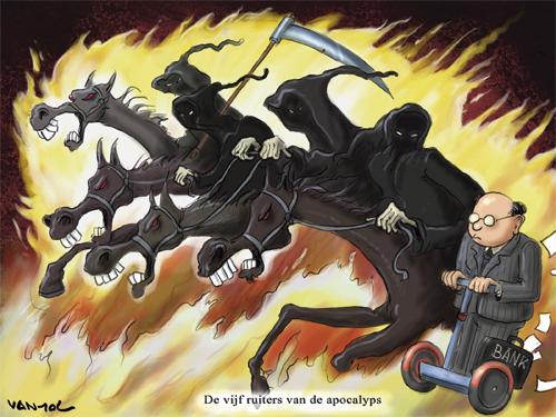 Cartoon: The five riders of the apocalyps (medium) by Vanmol tagged crisis,banks,the