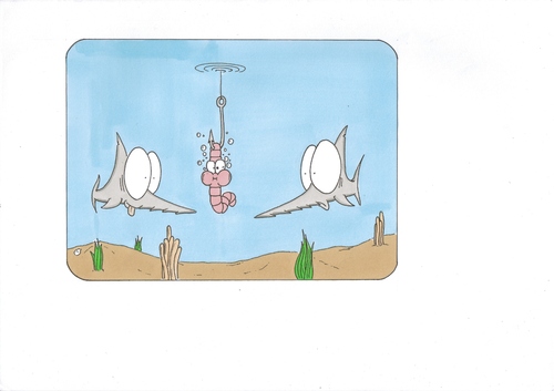 Cartoon: Fressneid (medium) by The Illustrator tagged angeln,fishing,fische,wurm,tiere,wasser,fressen