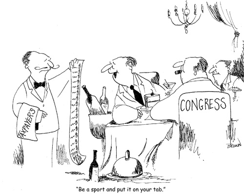 Cartoon: Congressional gluttony (medium) by Joebrowntoons tagged congress,politics,taxes,taxpayer,politicalcartoon,editorialcartoon,joebrown