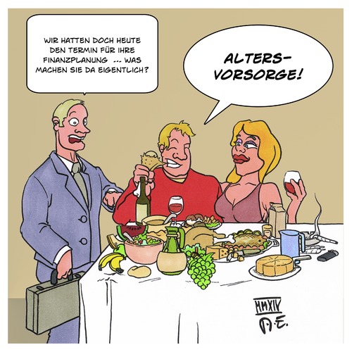 Cartoon: Altersvorsorge (medium) by Timo Essner tagged altersvorsorge,anlage,rentenversicherung,testament