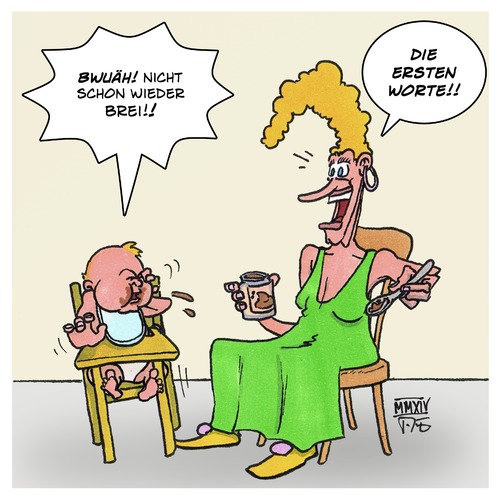 Cartoon: die Ersten Worte (medium) by Timo Essner tagged baby,mutter,wörter,worte,wort,babybrei,dosennahrung,konserven,brei,dosenfutter,baby,mutter,wörter,worte,wort,babybrei,dosennahrung,konserven,brei,dosenfutter