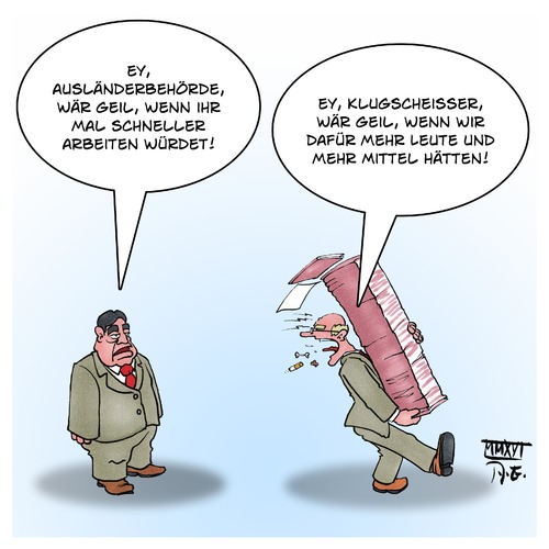 Cartoon: Gabriel vs Ausländerbehörde (medium) by Timo Essner tagged marokko,sigmar,gabriel,ausländerbehörde,abschiebung,ausweisung,straffällige,auslänger,sichere,herkunftsländer,politik,behörden,ressourcen,personal,mangel,cartoon,timo,essner,marokko,sigmar,gabriel,ausländerbehörde,abschiebung,ausweisung,straffällige,auslänger,sichere,herkunftsländer,politik,behörden,ressourcen,personal,mangel,cartoon,timo,essner