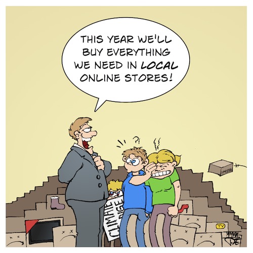 Cartoon: Local Online Store (medium) by Timo Essner tagged online,stores,bying,consumption,logistics,trucks,roads,streets,car,jams,emissions,gas,gasoline,co2,diesel,energy,environment,climate,cartoon,timo,essner,online,stores,bying,consumption,logistics,trucks,roads,streets,car,jams,emissions,gas,gasoline,co2,diesel,energy,environment,climate,cartoon,timo,essner