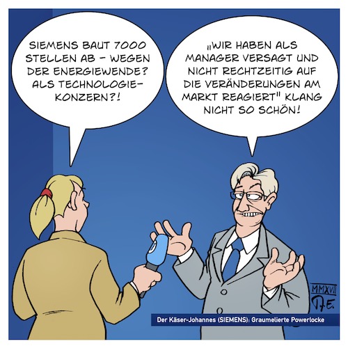 Cartoon: Siemens Stellenabbau (medium) by Timo Essner tagged siemens,joe,kaeser,johannes,käser,arbeitsplätze,stellenabbau,7000,energiewende,turbinen,technologiekonzern,zukunftstechnologie,deutschland,cartoon,timo,essner,siemens,joe,kaeser,johannes,käser,arbeitsplätze,stellenabbau,7000,energiewende,turbinen,technologiekonzern,zukunftstechnologie,deutschland,cartoon,timo,essner