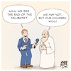 Cartoon: End of the Celibacy (small) by Timo Essner tagged catholic,church,pope,francis,catholicism,vatican,traditions,celibacy,child,abuse,sexual,assault,violence,women,secret,families,children,of,sin,priests,cartoon,timo,essner