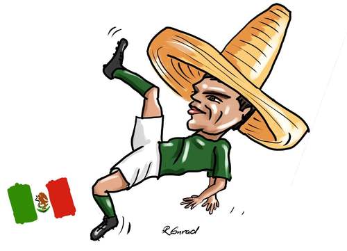 Cartoon: Yared Borgetti (medium) by Ralf Conrad tagged yared,borgetti,fußball,strohhut