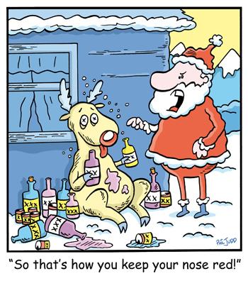 Cartoon: TP0241christmas (medium) by comicexpress tagged santa,clas,christmas,reindeer,rudolph,red,nose,drinking,beer,alchohol,drunk