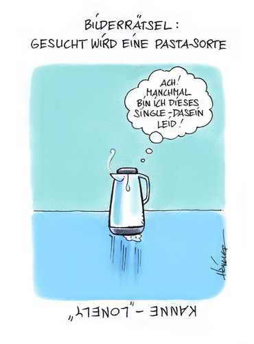 Cartoon: Bilderrätsel (medium) by Hoevelercomics tagged past,nudeln,kaffee,tee,einsamkeit,single