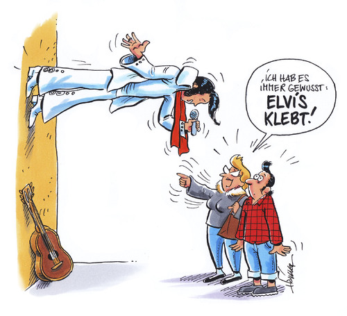 Cartoon: ELVIS (medium) by Hoevelercomics tagged elvis,presley,the,king,rock,roll