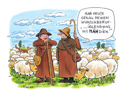 Cartoon: irgendwas mit MÄHdien (medium) by Hoevelercomics tagged schafe,schäfer,sheep,shepard