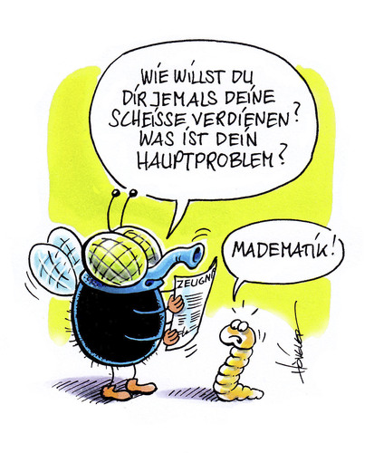 Cartoon: MADEmatik (medium) by Hoevelercomics tagged fliege,made,fly,scheisse,shit,mathematik,schule