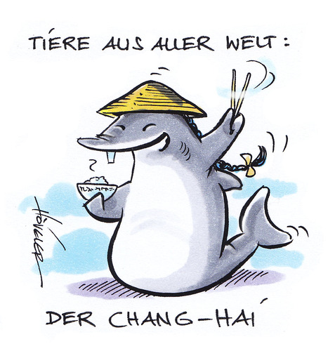 Cartoon: Tiere aus aller Welt (medium) by Hoevelercomics tagged hai,shark,jaws