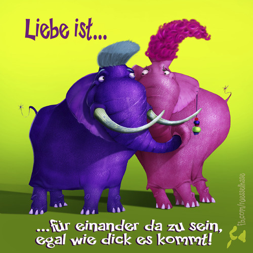 Cartoon: Elefantenliebe (medium) by Rüsselhase tagged elefanten,liebe,dick,blau,rosa