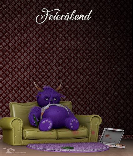 Cartoon: Feierabend (medium) by Rüsselhase tagged feierabend,monster,bier,couch