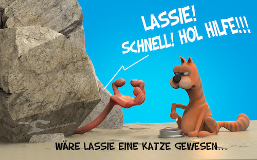 Cartoon: Lassie Cat (medium) by Rüsselhase tagged katze,lassie,cat