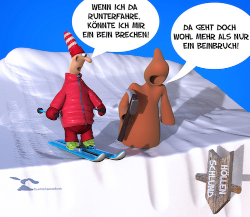 Cartoon: Schifahrer (medium) by Rüsselhase tagged schwarzerhumor,schifahren