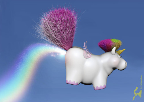 Cartoon: The true about rainbows. (medium) by Rüsselhase tagged unicorn,rainbow