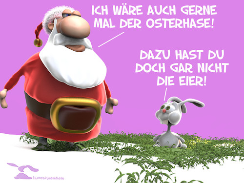 Cartoon: Weihnachtshase (medium) by Rüsselhase tagged weihnachtsmann,osterhase,eier