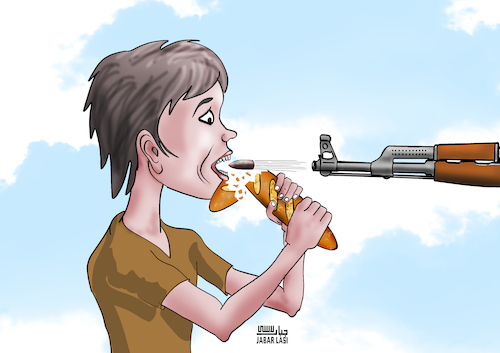 Cartoon: bullet and bread (medium) by jabar tagged bullet,and,bread