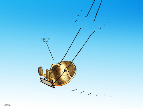 Cartoon: bitpuk26a (medium) by Lubomir Kotrha tagged dollar,euro,cryptocurrency,bitcoin,memecoin,dollar,euro,cryptocurrency,bitcoin,memecoin